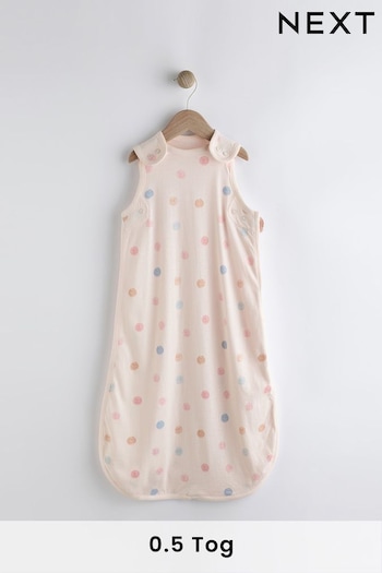 Beige Pink Multi Spot Baby 100% Cotton 0.5 Tog Sleep Bag (N53705) | £22 - £26