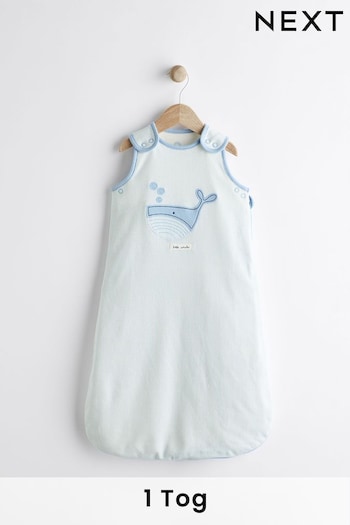 Blue White Stripe Whale 1 Tog  Baby 100% Cotton Sleep Bag (N53715) | £26 - £30