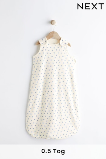 Blue Mini Star Baby 100% Cotton 0.5 Tog Sleep Bag (N53716) | £22 - £26