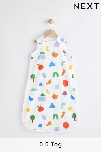 White Quilted Abstract Shape Baby 100% Cotton 0.5 Tog Sleep Bag (N53719) | £22 - £26