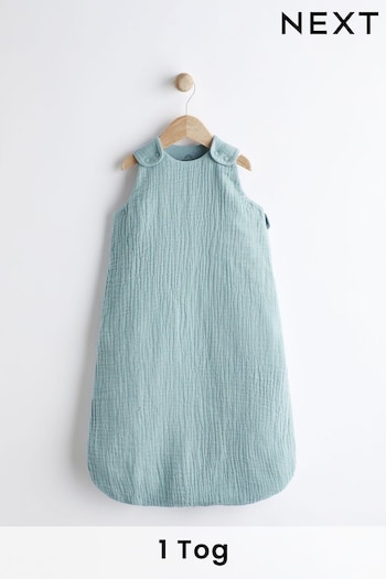 Blue Muslin hoodie 100% Cotton 1 Tog Sleep Bag (N53722) | £28 - £32