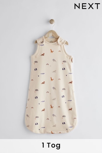 Beige Mini Jungle Baby 100% Cotton 1 Tog Sleep Bag (N53730) | £24 - £28