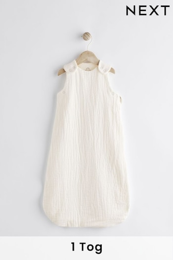 Cream Muslin T-shirt 100% Cotton 1 Tog Sleep Bag (N53751) | £28 - £32