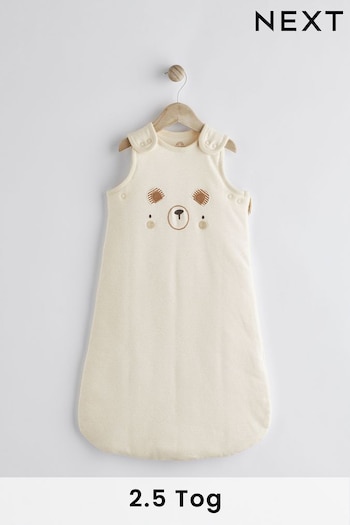 Beige Bear Face fur-trim 100% Cotton 2.5 Tog Sleep Bag (N53754) | £28 - £32