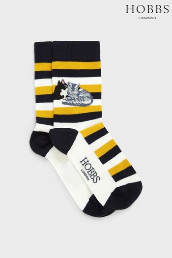 Hobbs Blue Playful Cat Socks (N53765) | £10