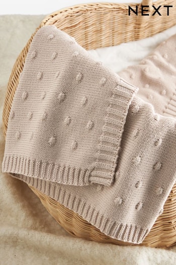 Mink Brown Regatta 100% Cotton Spot Knitted Blanket (N53777) | £26