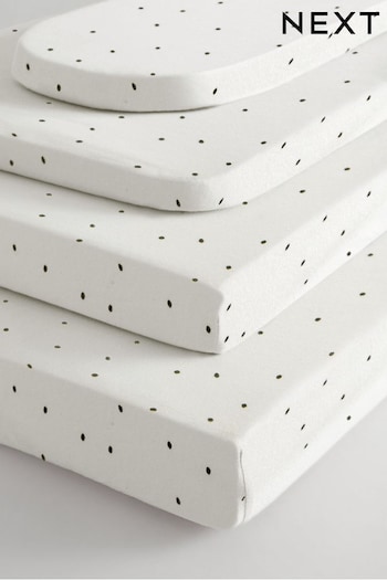 2 Pack White/Grey Speckle bootcut 100% Cotton Jersey Fitted Sheets (N53814) | £17 - £25