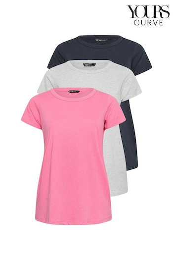Yours Curve Pink Core Basic T-Shirt 3 Pack (N53826) | £29