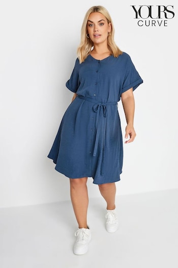 Yours Curve Blue Utility Shirt biologique Dress (N53830) | £33