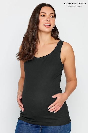Long Tall Sally Black Ribbed Nursing Vest With Poppers (N53946) | £18
