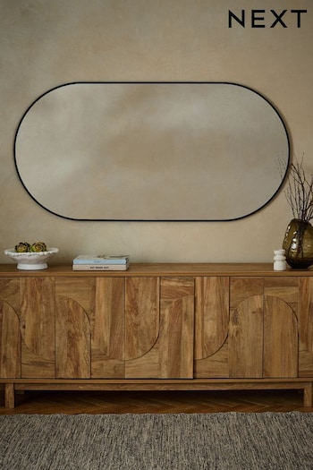 Black Wide Pill Metal Full Length Wall Mirror (N53957) | £220