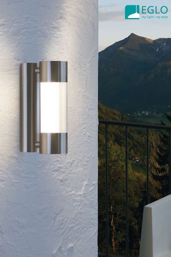 Eglo Stainless Steel Robledo Cylindrical LED Outdoor Wall Light (N53969) | £70