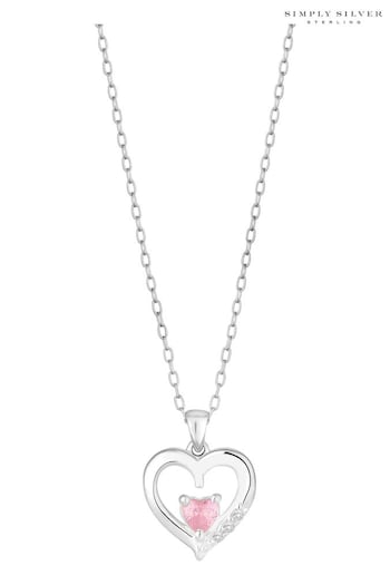 Simply Silver Silver Tone Heart Pendant Necklace (N54055) | £35