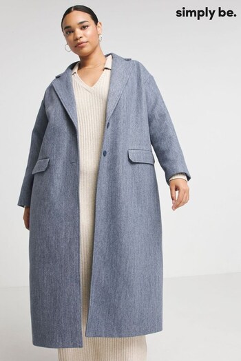 Simply Be Denim Blue Faux Wool Maxi Formal Jacket (N54087) | £75