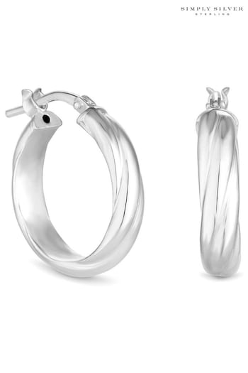 Simply Silver Sterling Silver Twisted Mini Hoop Earrings (N54096) | £30