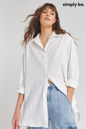 Simply Be Textured Relaxed White Shirt (N54102) | £28