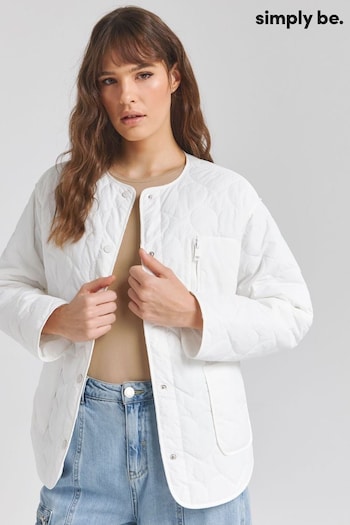 Simply Be Heart Quilted White Jacket (N54112) | £55