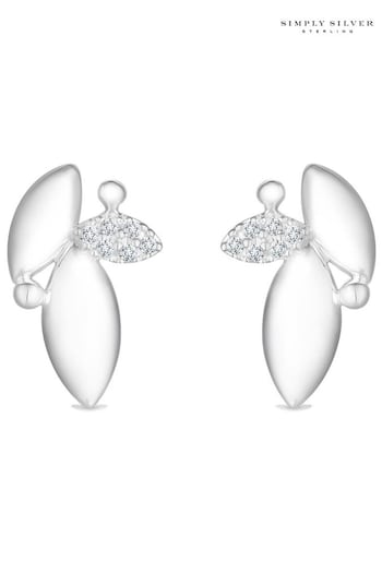 Simply Silver Silver Polished And Cubic Zirconia Leaf Stud Earrings (N54114) | £25