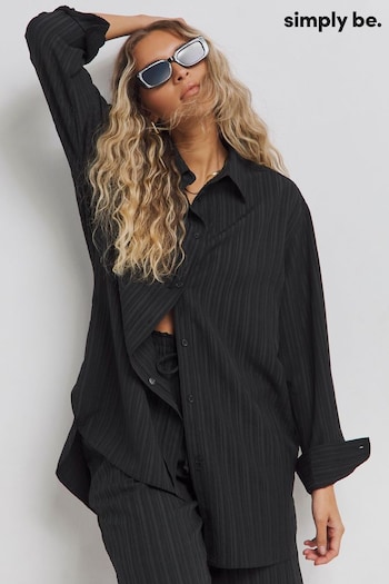 Simply Be Textured Relaxed Black Shirt (N54115) | £28