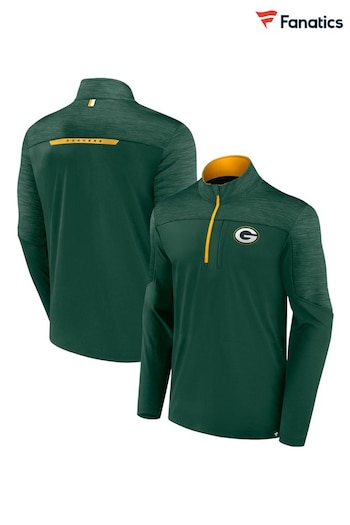 Fanatics Green NFL Bay Packers Defender Streaky Poly Quarter Zip T-Shirt (N54267) | £48