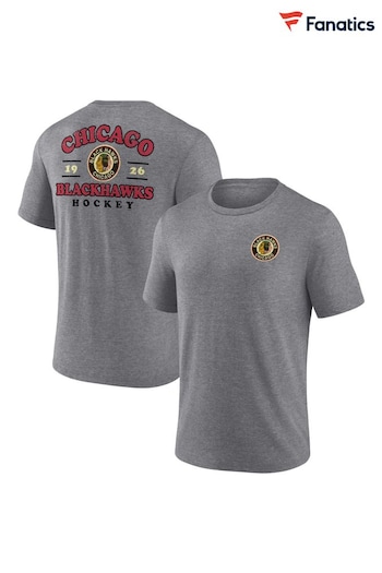 Fanatics Grey NHL Chicago Blackhawks Heritage Triblend T-Shirt (N54366) | £30