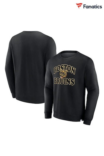 Fanatics NHL Boston Bruins Heritage Crew Black Sweat Top (N54371) | £50