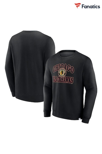 Fanatics NHL Chicago Blackhawks Heritage Black Fleece Crew Sweat Top (N54415) | £50