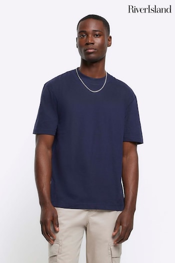 River Island Blue Studio Regular T-Shirt (N54462) | £17