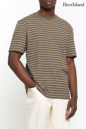 River Island Green Studio Stripe T-Shirt (N54463) | £18