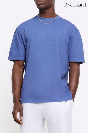 River Island Blue Studio Washed Regular Fit T-Shirt (N54465) | £17