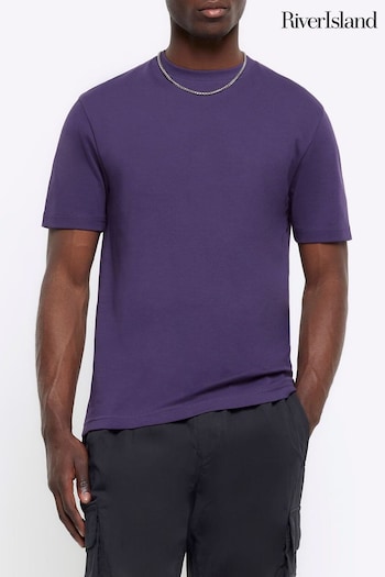 River Island Purple Studio Slim Fit T-Shirt (N54467) | £17