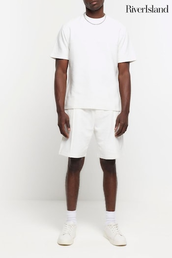 River Island White Regular Fit Smart Texture Shorts (N54468) | £25