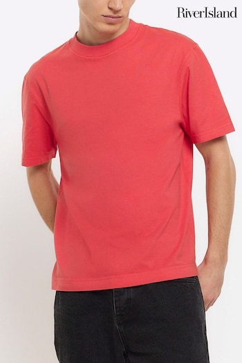 River Island Red Studio Regular Fit Washed T-Shirt (N54470) | £17