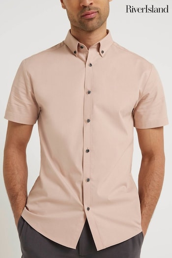 River Island Pink Muscle Fit Textured Shirt (N54474) | £25