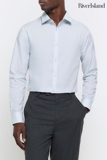 River Island Blue Slim Fit Long Sleeve Shirt (N54476) | £25