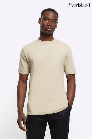 River Island Natural Studio Slim Fit T-Shirt (N54498) | £17
