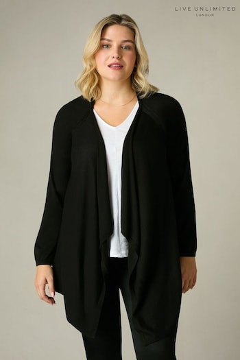 Live Unlimited Curve Knitted Waterfall Black Cardigan (N54517) | £69