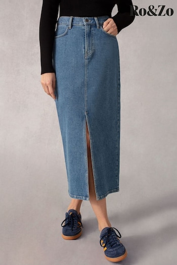 Ro&Zo Blue Denim Midi Skirt (N54616) | £79
