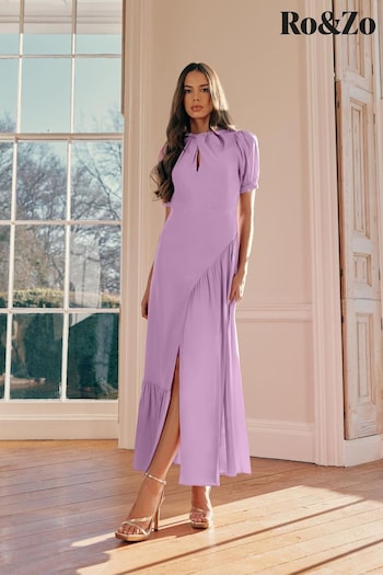 Ro&Zo Purple Scarlett Lilac Keyhole Front Maxi Dress (N54619) | £159
