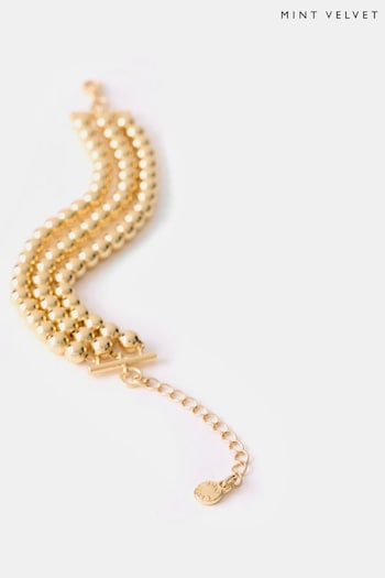 Mint Velvet Gold Tone Beaded Metal Bracelet (N54723) | £32