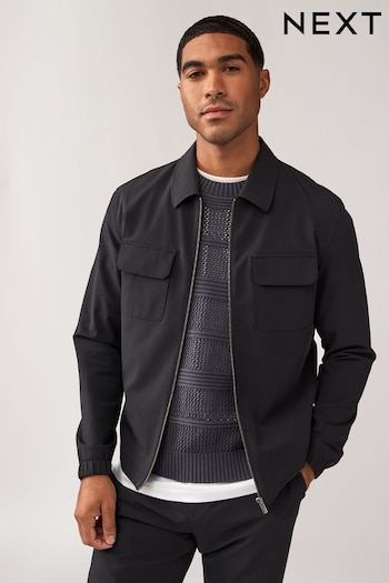 Black Smart Zip Through Shacket (N54859) | £69