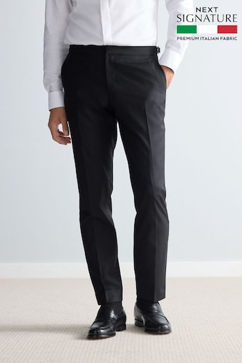 Black Slim Fit Signature Marzotto Italian Fabric Check Tuxedo Suit Trousers (N54881) | £110