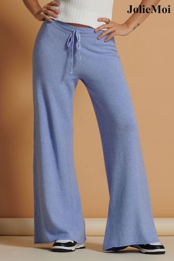 Jolie Moi Blue Wide Leg Soft Knit Trousers (N54985) | £55