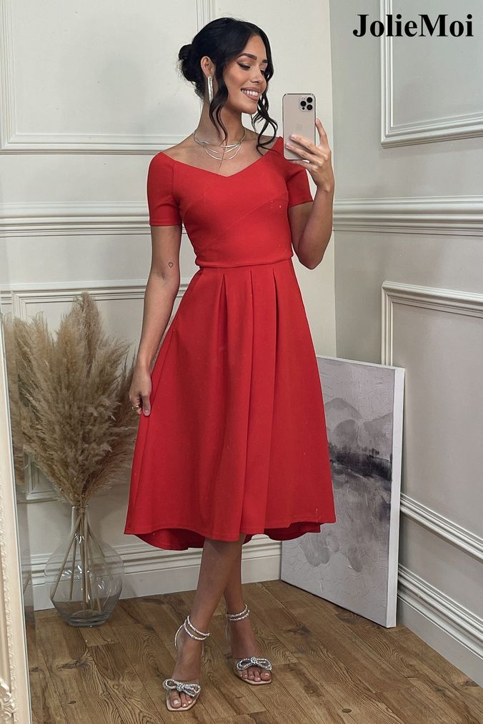 Red wedding guest deals dress
