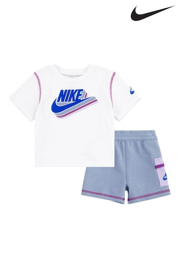 Nike Laser Grey Little Kids Reimagine T-Shirt and Shorts Set (N55105) | £35