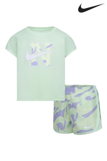Nike Green/Purple Little Kids Prep in biologisch Step Top and Shorts Set (N55143) | £32