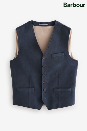 Barbour® Navy Slim Fit Moleskin Suit Waistcoat (N55180) | £149