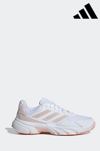 adidas White/Pink Courtjam Control 3 Tennis Shoes (N55240) | £80