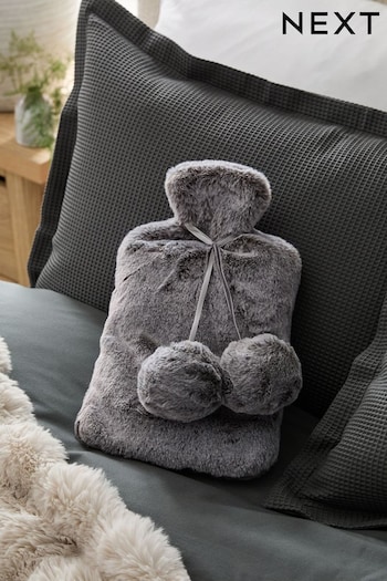 Grey Faux Fur Hot Water Bottle (N55286) | £18