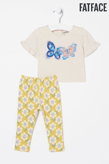 FatFace Natural Butterfly Graphic Leggings Set (N55302) | £22